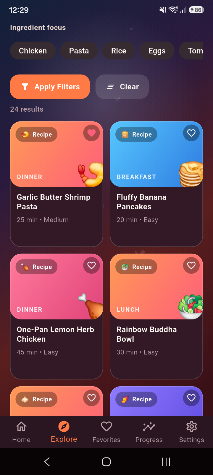 Foodie Guide explore screen
